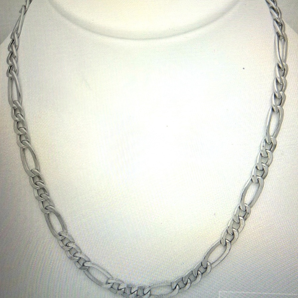 Brand New Hollow Fígaro Necklace Italy 925 Sterling Silver